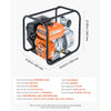 VEVOR Gas Powered Water Pump, 4 in, 422 GPM 8.3HP Semi Trash Water Transfer Pump Portable, Gasoline Engine with 25 ft Discharge Hose, Heavy Duty Frame, Cast Iron Impeller, for Irrigation, Ponds, Pools