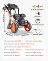 VEVOR Gas Pressure Washer 2900 PSI and 1.85 Max GPM, Upgrade Aluminum Pump with Spray Gun and Wand, 4 Nozzle Set, Low Profile Power Washer for Cars, Fences, Driveways, Homes, Patios, Furniture