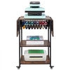 VEVOR Heat Press Table, 3 Tier Movable Heat Press Stand, Foldable Heat Transfer Machine Stand with Wheels and Vinyl Roll Holder, Rolling Metal Workbench for Sublimation Transfer Machine, Brown