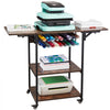 VEVOR Heat Press Table, 3 Tier Movable Heat Press Stand, Foldable Heat Transfer Machine Stand with Wheels and Vinyl Roll Holder, Rolling Metal Workbench for Sublimation Transfer Machine, Brown