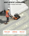 VEVOR plate compactor efficiency graphic - travel speed, compaction force, compaction area