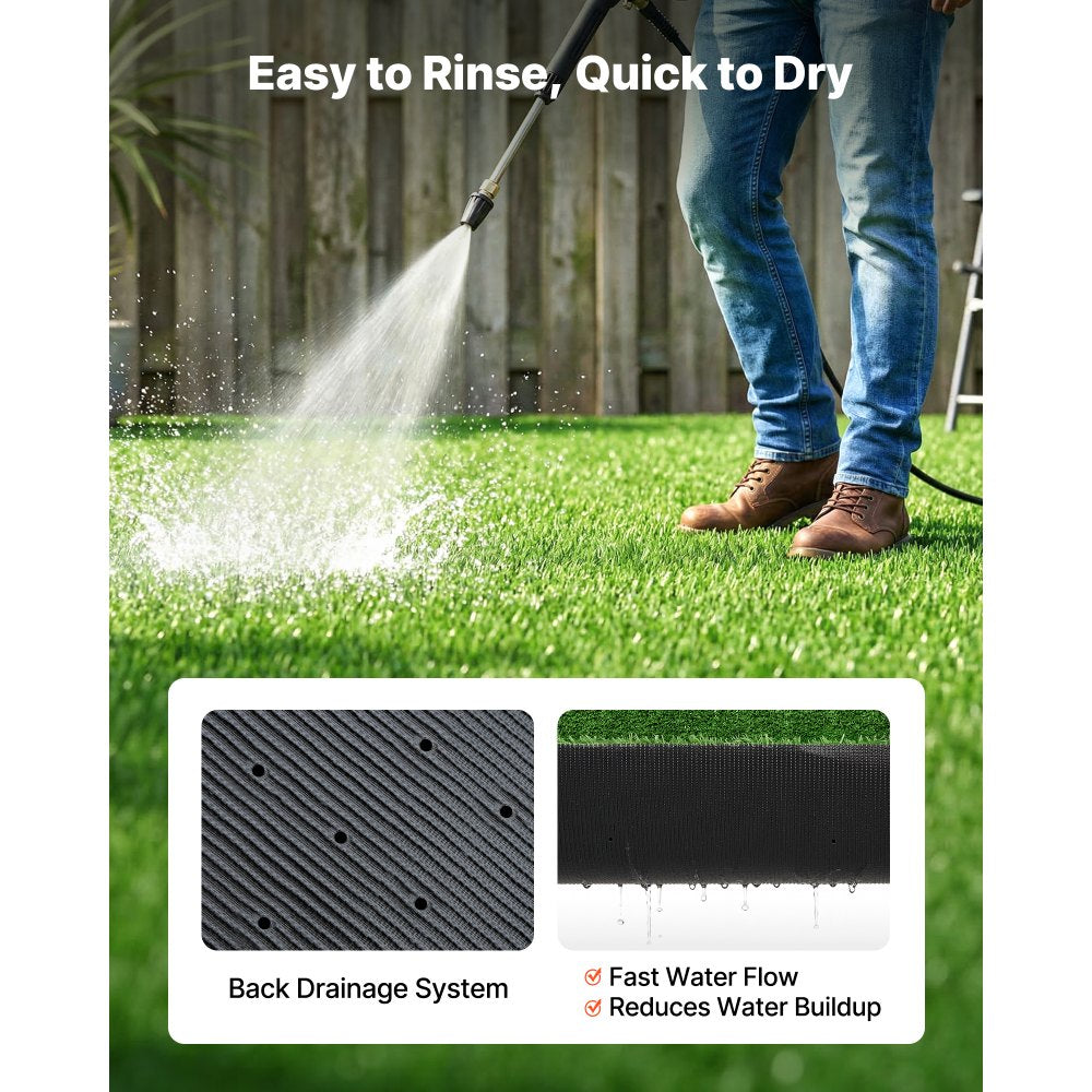 VEVOR Artificial Grass, 10 x 3 ft Fake Grass Turf Rug, 0.6 in Pile Height Realistic Synthetic Lawn Carpet Roll Mat, Easy Clean Drainage Holes for Patio, Garden, Balcony, Outdoor Indoor Decor, Green