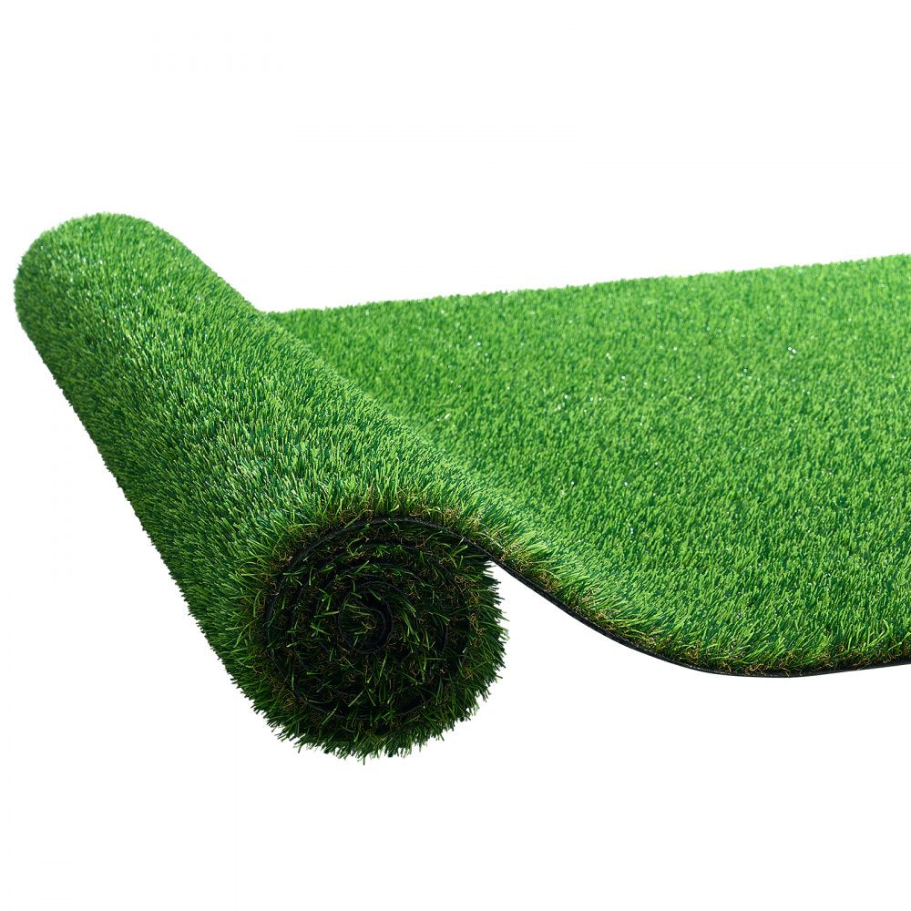 VEVOR Artificial Grass, 10 x 6.5 ft Fake Grass Turf Rug, 1.38 in Pile Height Realistic Synthetic Lawn Carpet Roll Mat, Easy Clean Drainage Holes for Patio, Garden, Balcony, Outdoor Indoor Decor, Green