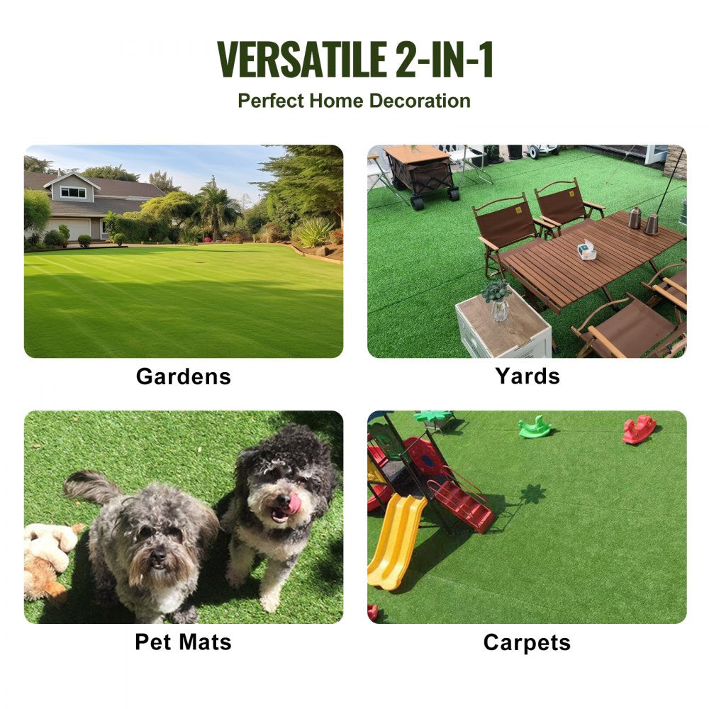 VEVOR Artifical Grass, 4 x 6 ft Rug Green Turf, 1.38"Fake Door Mat Outdoor Patio Lawn Decoration, Easy to Clean with Drainage Holes, Perfect For Multi-Purpose Home Indoor Entryway Scraper Dog Mats