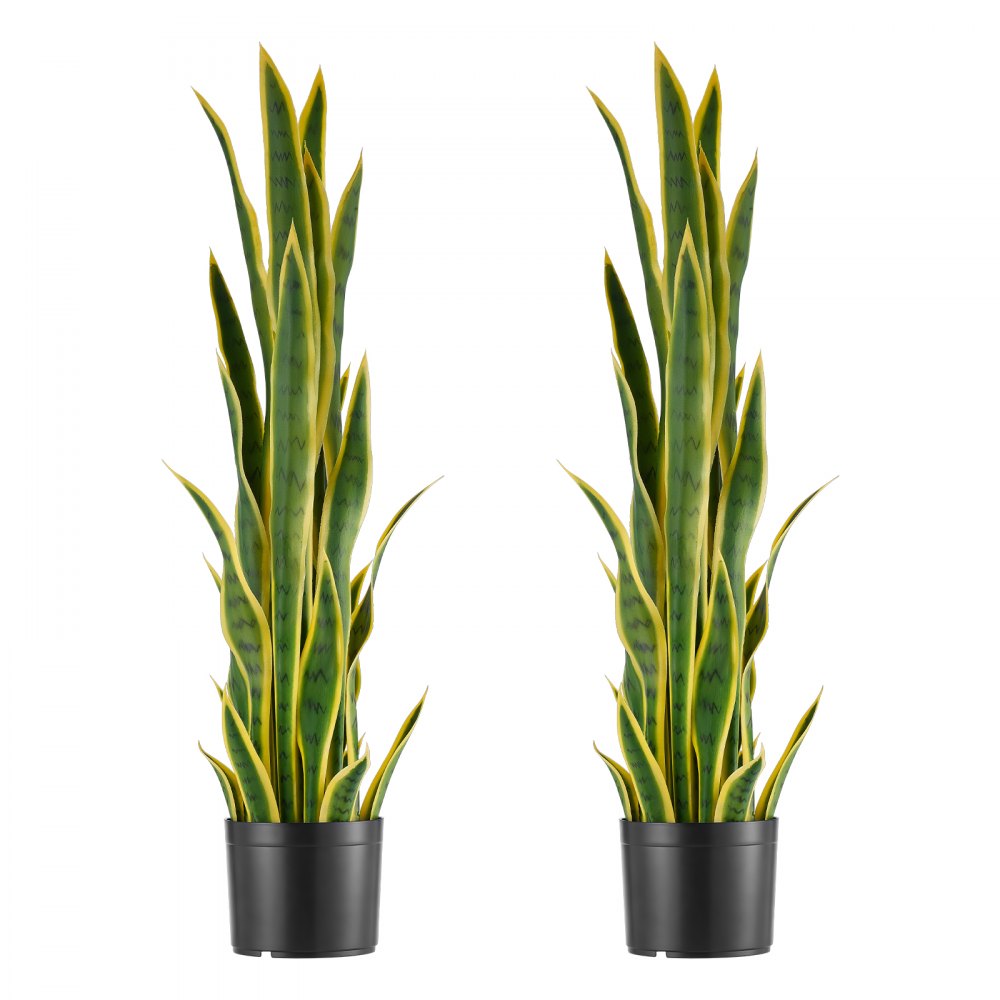 VEVOR Artificial Snake Plant, 3FT 2 PCS in Fake Snake Plants with White Pot, for Home, Garden, Office, Porch, Indoor & Outdoor Decor, Realistic Texture Faux Sansevieria, Premium HDPE, Sun-Resistant