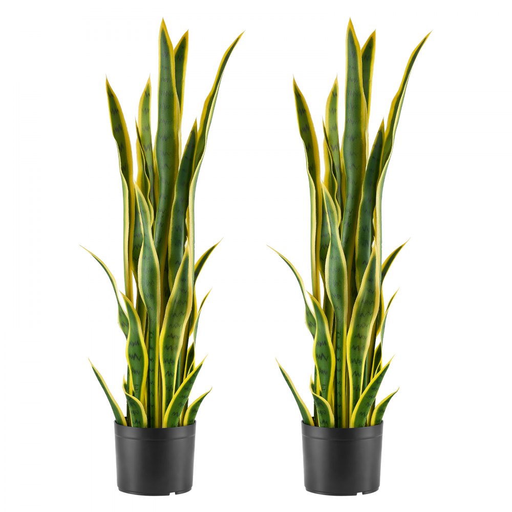 VEVOR Artificial Snake Plant, 3FT 2 PCS in Fake Snake Plants with White Pot, for Home, Garden, Office, Porch, Indoor & Outdoor Decor, Realistic Texture Faux Sansevieria, Premium HDPE, Sun-Resistant
