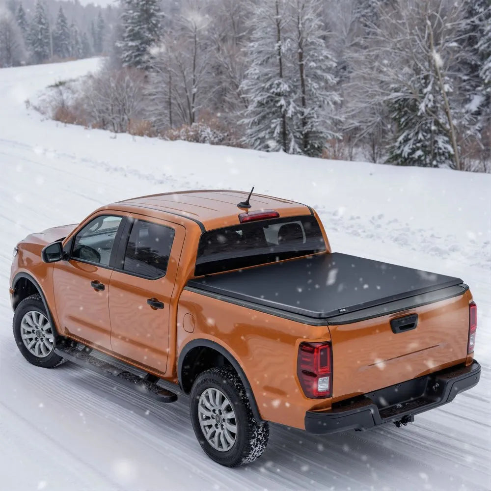 VEVOR Soft Roll-Up Truck Bed Tonneau Cover, Compatible with 2014-2025 Chevy Silverado/GMC Sierra 1500 & 2014-2019 2500 3500 HD, Fits 6.5 ft (6 ft 7 in/79 in) Bed, PVC Tonneau Cover with Aluminum Bars