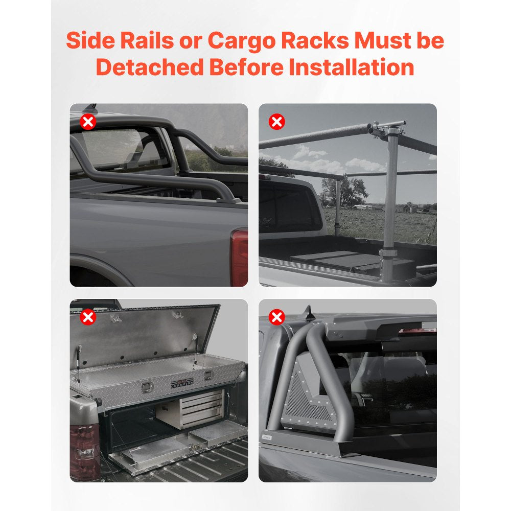 VEVOR Soft Roll-Up Truck Bed Tonneau Cover, Compatible with 2019-2025 Chevy Silverado/GMC Sierra 1500 New Body, Fits 5.8 ft (5 ft 9 in/69.3 in) Bed, PVC Tonneau Cover with Aluminum Alloy Support Bars