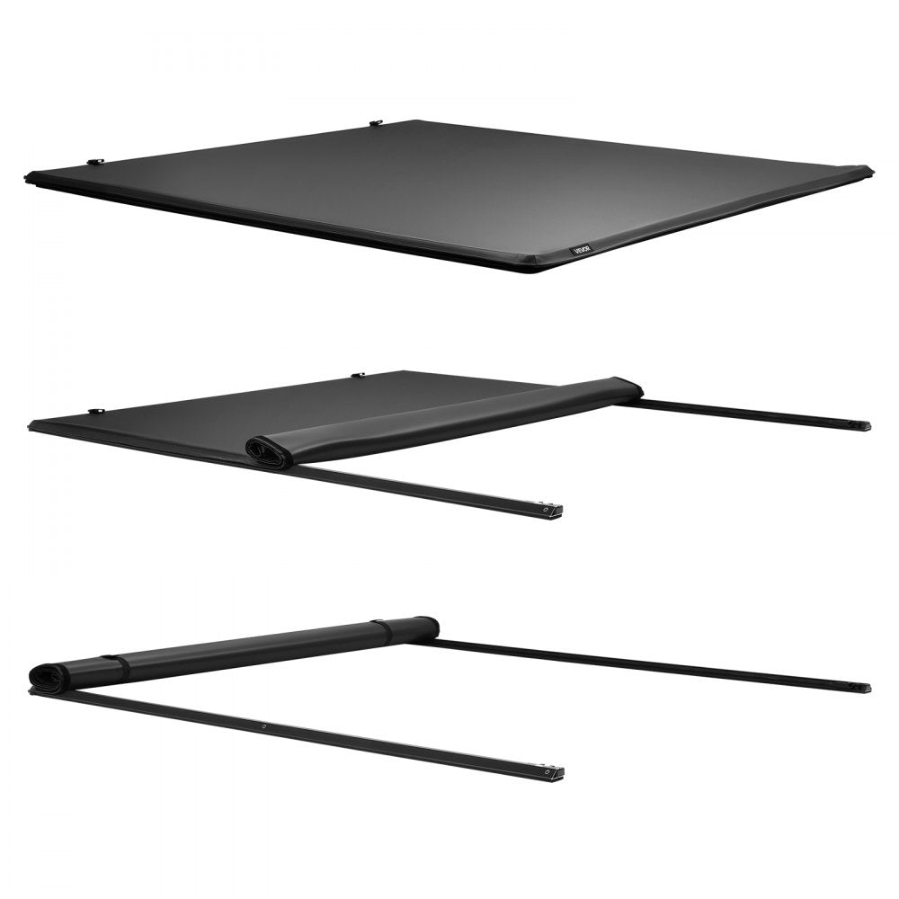 VEVOR Soft Roll-Up Truck Bed Tonneau Cover, Compatible with 2019-2025 Chevy Silverado/GMC Sierra 1500 New Body, Fits 5.8 ft (5 ft 9 in/69.3 in) Bed, PVC Tonneau Cover with Aluminum Alloy Support Bars