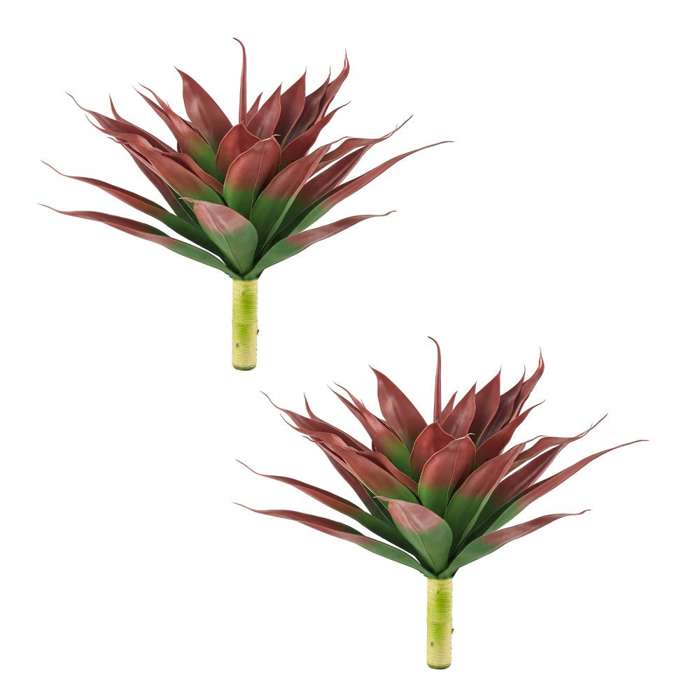 VEVOR Artificial Agave, 28W x 22H 2PCS Fake Agave Plants with Ground Stakes, Sun-Resistant for Home, Garden, Office, Store, Living Room,Porch, Indoor & Outdoor Decor, Realistic Texture Faux Plant, Red