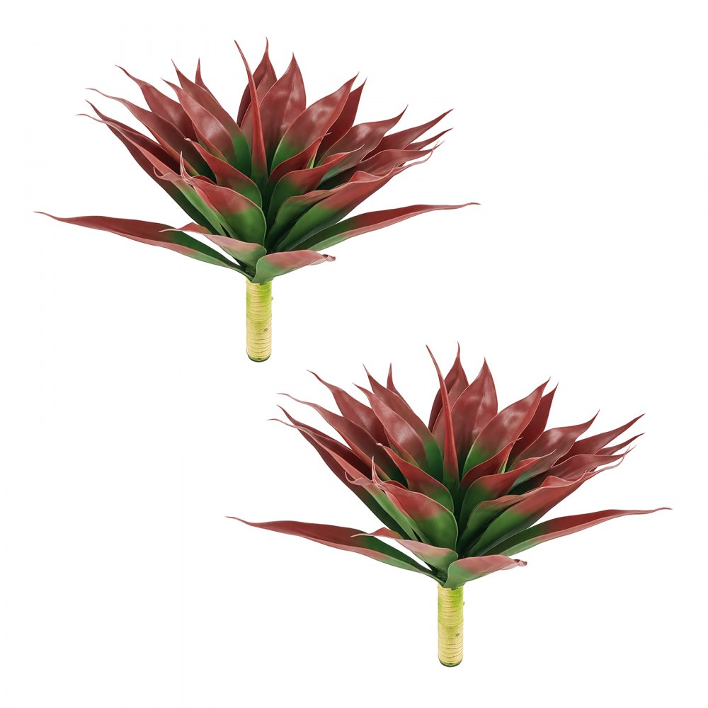 VEVOR Artificial Agave, 28W x 22H 2PCS Fake Agave Plants with Ground Stakes, Sun-Resistant for Home, Garden, Office, Store, Living Room,Porch, Indoor & Outdoor Decor, Realistic Texture Faux Plant, Red