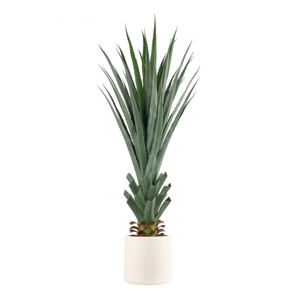 VEVOR Artificial Agave, 48 in Tall Fake Agave Plant with White Pot 1 Pack, Sun-Resistant for Home, Garden, Office, Store, Living Room, Porch, Indoor & Outdoor Decor, Realistic Texture Faux Decor Plant