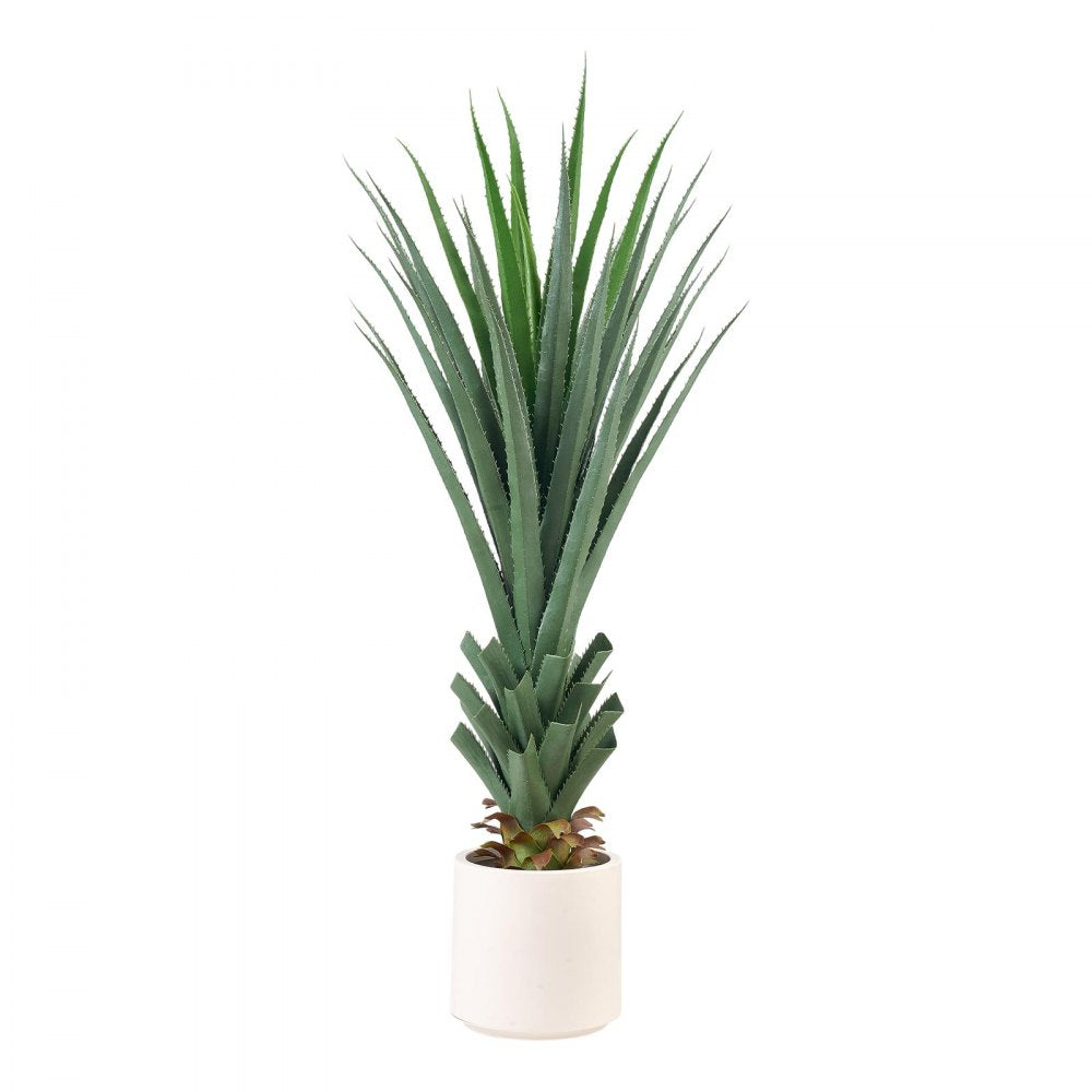 VEVOR Artificial Agave, 48 in Tall Fake Agave Plant with White Pot 1 Pack, Sun-Resistant for Home, Garden, Office, Store, Living Room, Porch, Indoor & Outdoor Decor, Realistic Texture Faux Decor Plant