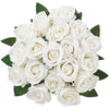VEVOR Artificial Flowers, 120 pcs Real Looking White Foam Fake Roses Bulk, White Faux Bridal Shower with Stems for DIY Wedding Bouquets, Home Centerpieces Arrangements, Party Tables Decorations