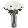 VEVOR Artificial Flowers, 60 pcs Real Looking White Foam Fake Roses Bulk, White Faux Bridal Shower with Stems for DIY Wedding Bouquets, Home Centerpieces Arrangements, Party Tables Decorations