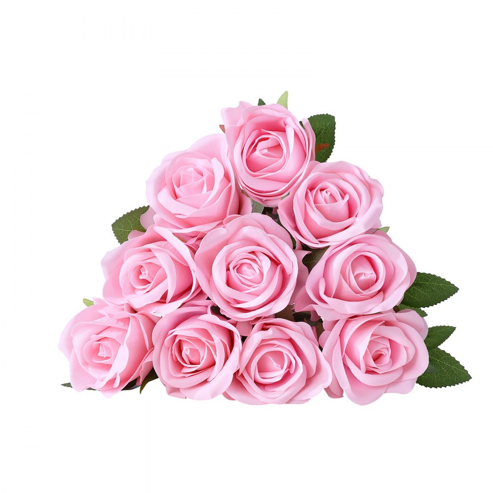 VEVOR Artificial Flowers Bulk Pink Roses 60 PCS Silk Faux Flowers Stems, for Vase, Table Centerpieces, Weddings, Parties, Bouquets, Home Decor and DIY Floral Arrangements, Realistic Fake Flower