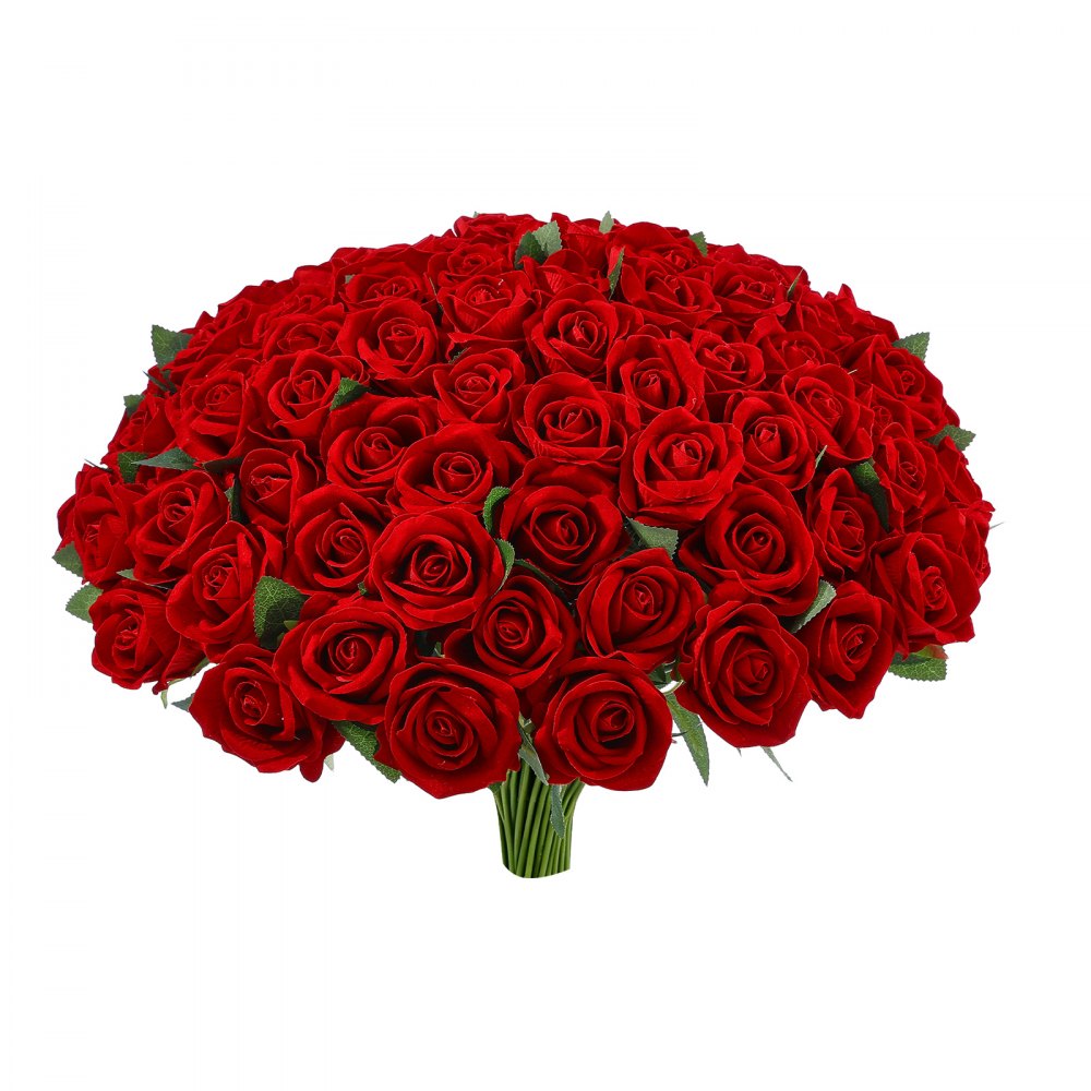 VEVOR Artificial Flowers Bulk Red Roses 120 PCS Silk Faux Flowers Stems, Realistic Fake Flower for Vase, Table Centerpieces, Weddings, Parties, Bouquets, Home Decor and DIY Floral Arrangements