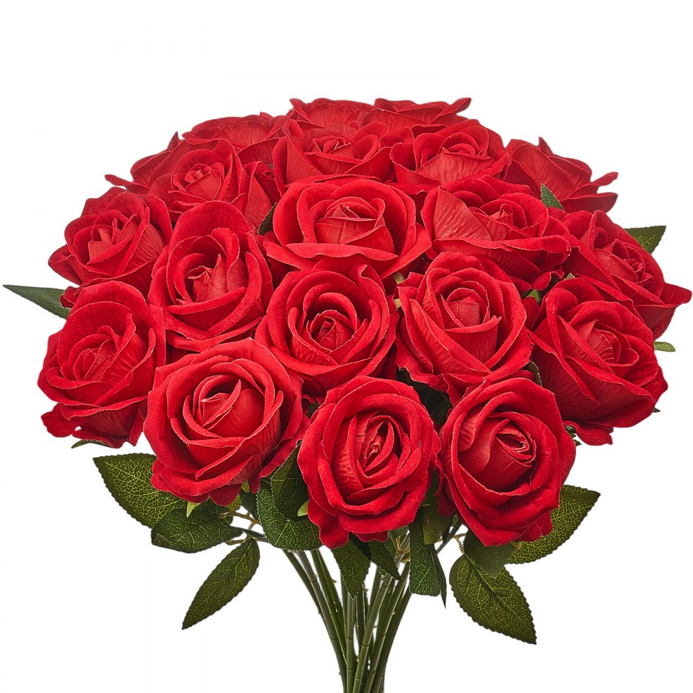 VEVOR Artificial Flowers, 500 pcs Real Looking Red Foam Fake Roses Bulk, Faux Red Bridal Shower with Stems for DIY Wedding Bouquets, Home Centerpieces Arrangements, Party Tables Decorations