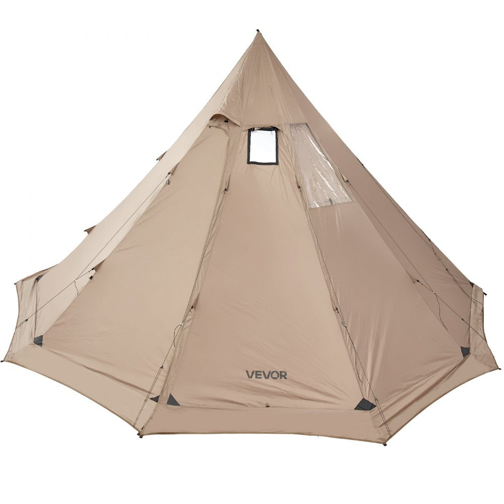VEVOR Hot Tent for 4-6 Persons, Portable Winter Tipi Tent with Stove Jack, Waterproof Canvas Camping Tents, Lightweight 4 Season Shelter Tents for Hiking Fishing Backpacking, L Size
