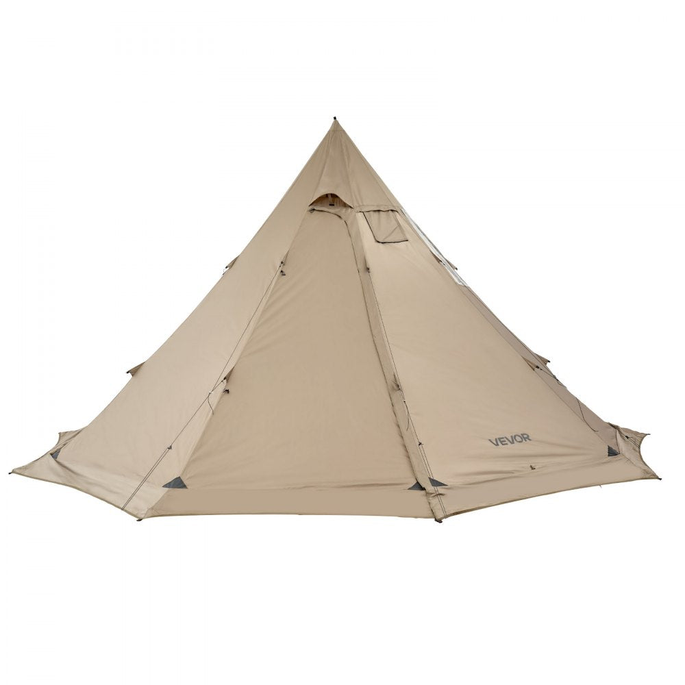 VEVOR Hot Tent for 4-6 Persons, Portable Winter Tipi Tent with Stove Jack, Waterproof Canvas Camping Tents, Lightweight 4 Season Shelter Tents for Hiking Fishing Backpacking, L Size