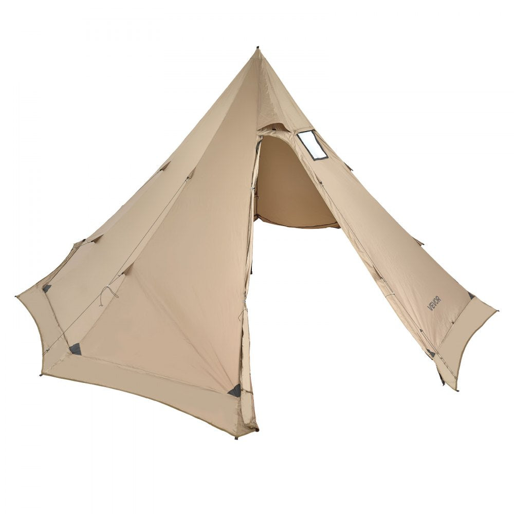 VEVOR Hot Tent for 4-6 Persons, Portable Winter Tipi Tent with Stove Jack, Waterproof Canvas Camping Tents, Lightweight 4 Season Shelter Tents for Hiking Fishing Backpacking, L Size