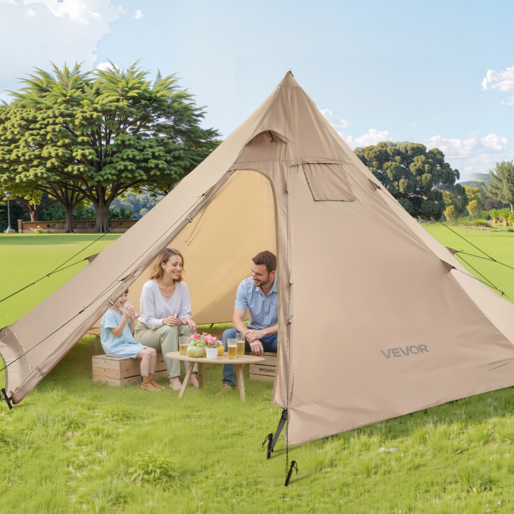 VEVOR Hot Tent for 4 Persons, Portable Winter Tipi Tent with Stove Jack, Waterproof Camping Tents,  Lightweight 4 Season Shelter Tents for Hiking Fishing Backpacking, M Size