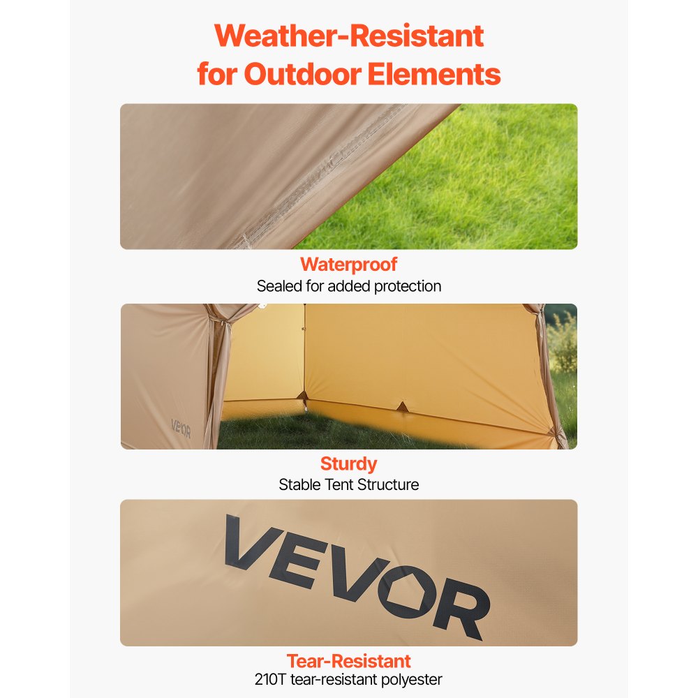 VEVOR Camping Hot Tent, 2 Persons Cabin Hot Tent with Stove Jack, Waterproof Winter Tents Shelters with Vents, Lightweight & Portable 4 Season Tents for Hiking Fishing Hunting Backpacking