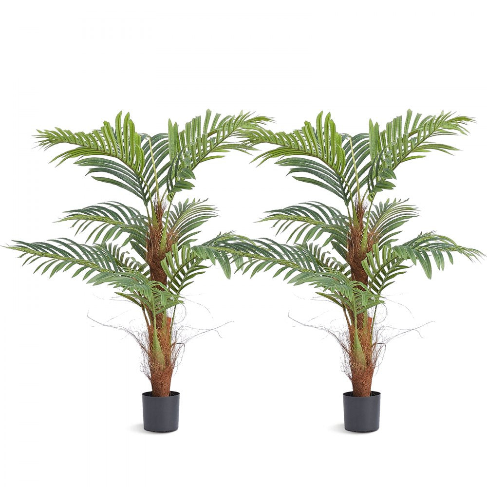 VEVOR Artificial Palm Tree, 4 FT Tall Faux Plant, Secure PE Material & Anti-Tip Tilt Protection Low-Maintenance Plant, Lifelike Green Fake Tree for Home Office Warehouse Decor Indoor Outdoor