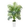 VEVOR Artificial Areca Palm Tree 5 ft, Fake Palm Tropical Plants with White Tall Planter, Faux Floor Silk Plant in Pot, Large Trees for Home Office Living Room Decor House Warming, Indoor Outdoor