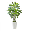 VEVOR Artificial Dracaena Tree 5 ft, Fake Palm Tropical Plants with White Tall Planter, Faux Floor Silk Plant in Pot, Large Trees for Home Office Living Room Decor House Warming, Indoor Outdoor