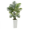 VEVOR Artificial Areca Palms 4 ft, 2 Pack Fake Palm Tropical Plants with White Tall Planter, Faux Floor Silk Plant in Pot, Large Tree for Home Office Living Room Decor House Warming, Indoor Outdoor