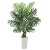 VEVOR Artificial Areca Palm Tree 6 ft, Fake Palm Tropical Plants with White Tall Planter, Faux Floor Silk Plant in Pot, Large Trees for Home Office Living Room Decor House Warming, Indoor Outdoor