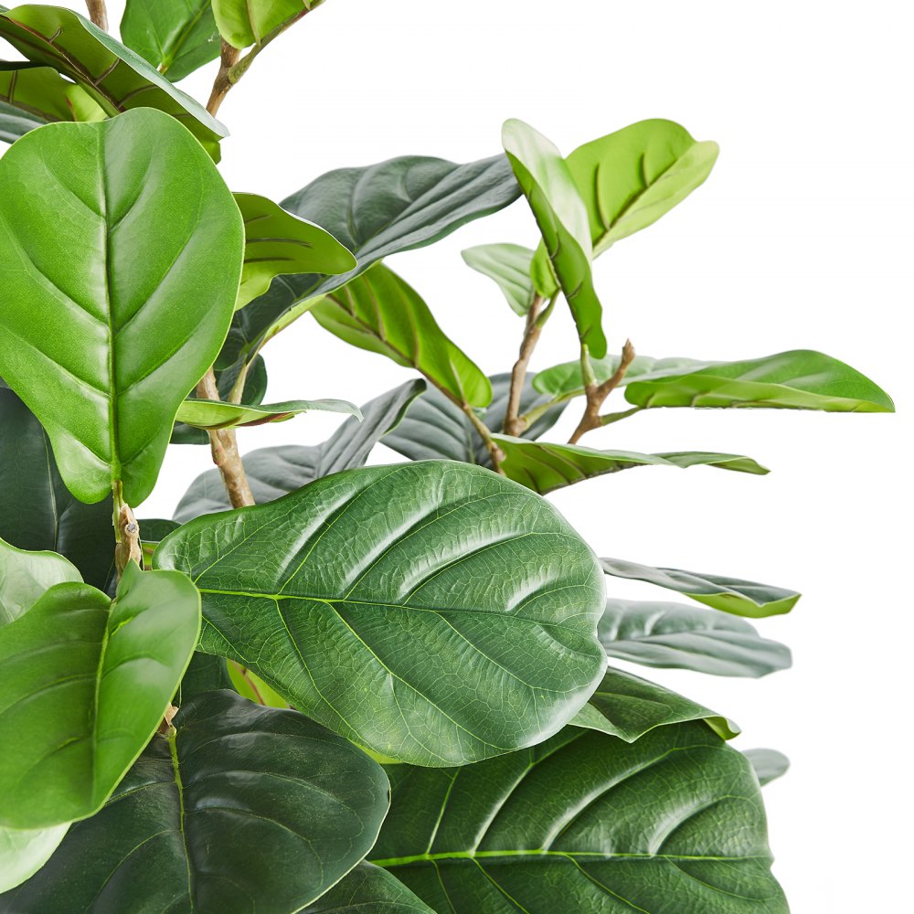 VEVOR Artificial Fiddle Leaf Fig Tree, 5 FT, Secure PE Material & Anti-Tip Tilt Protection Low-Maintenance Faux Plant, Lifelike Green Fake Potted Tree for Home Office Warehouse Decor Indoor Outdoor