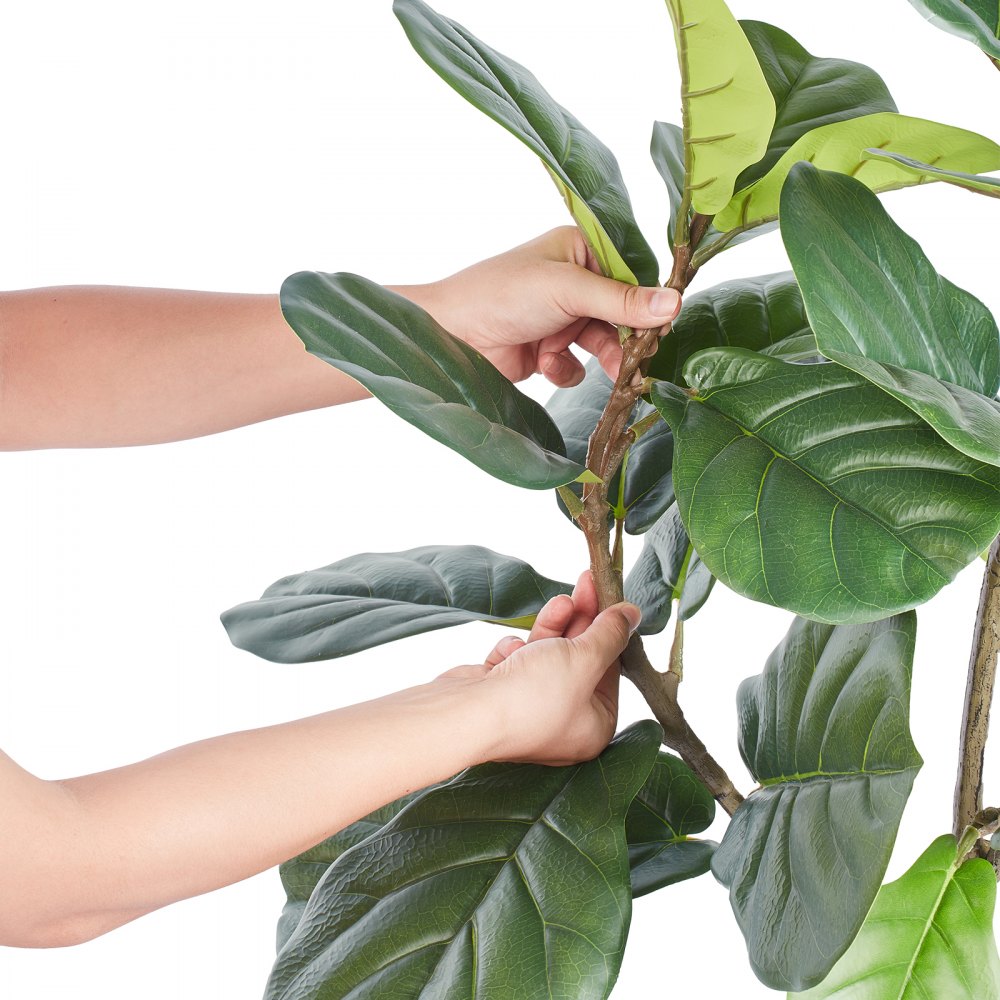 VEVOR Artificial Fiddle Leaf Fig Tree, 5 FT, Secure PE Material & Anti-Tip Tilt Protection Low-Maintenance Faux Plant, Lifelike Green Fake Potted Tree for Home Office Warehouse Decor Indoor Outdoor