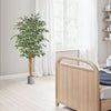 VEVOR 5FT Artificial Ficus Tree with Black Pot, Tall Faux Ficus Plant with Natural Wood Trunk and Realistic Green Leaves, Indoor Fake Silk Tree for Home, Office, Living Room, or Corner Décor