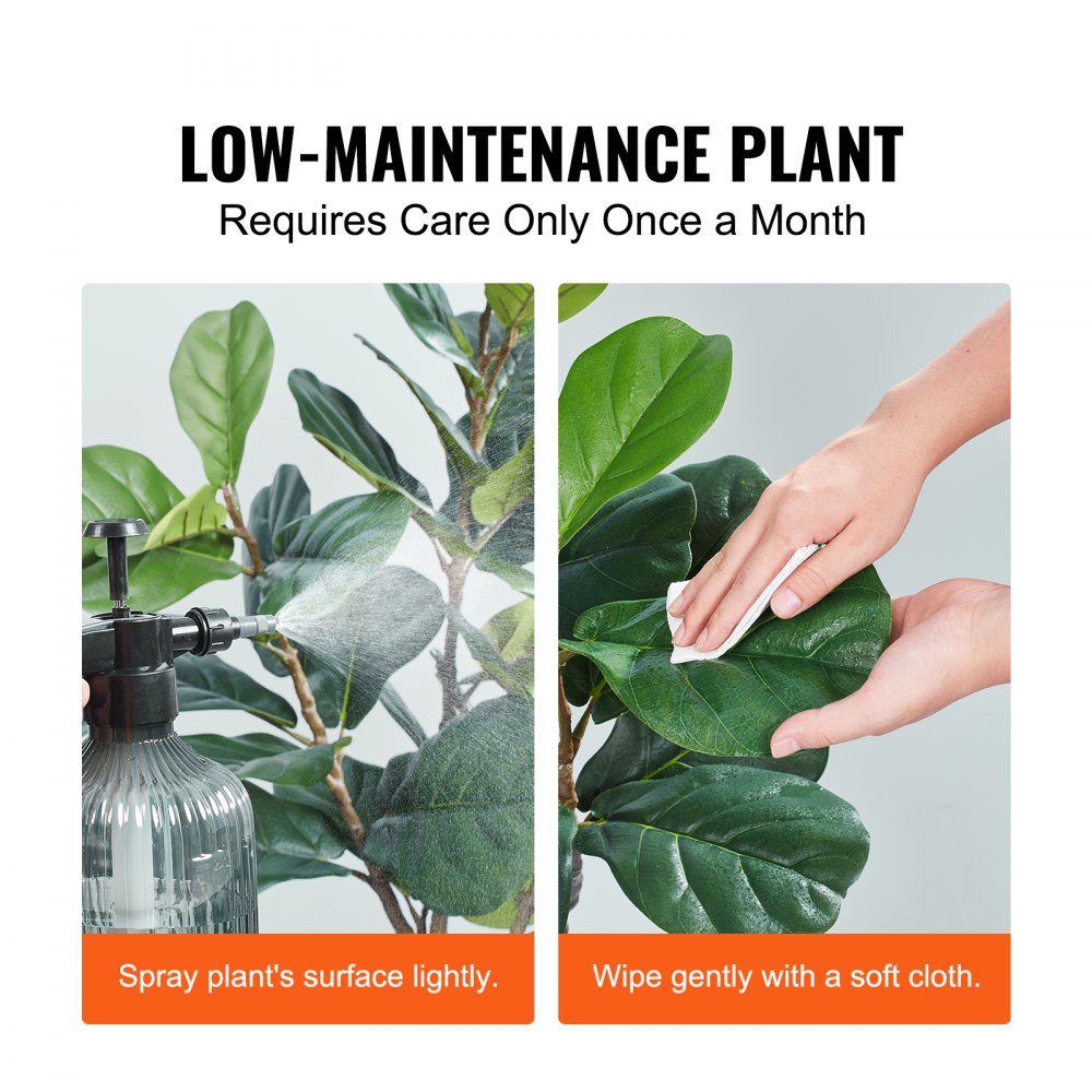 VEVOR Artificial Fiddle Leaf Fig Tree, 6 FT, Secure PE Material & Anti-Tip Tilt Protection Low-Maintenance Faux Plant, Lifelike Green Fake Potted Tree for Home Office Warehouse Decor Indoor Outdoor