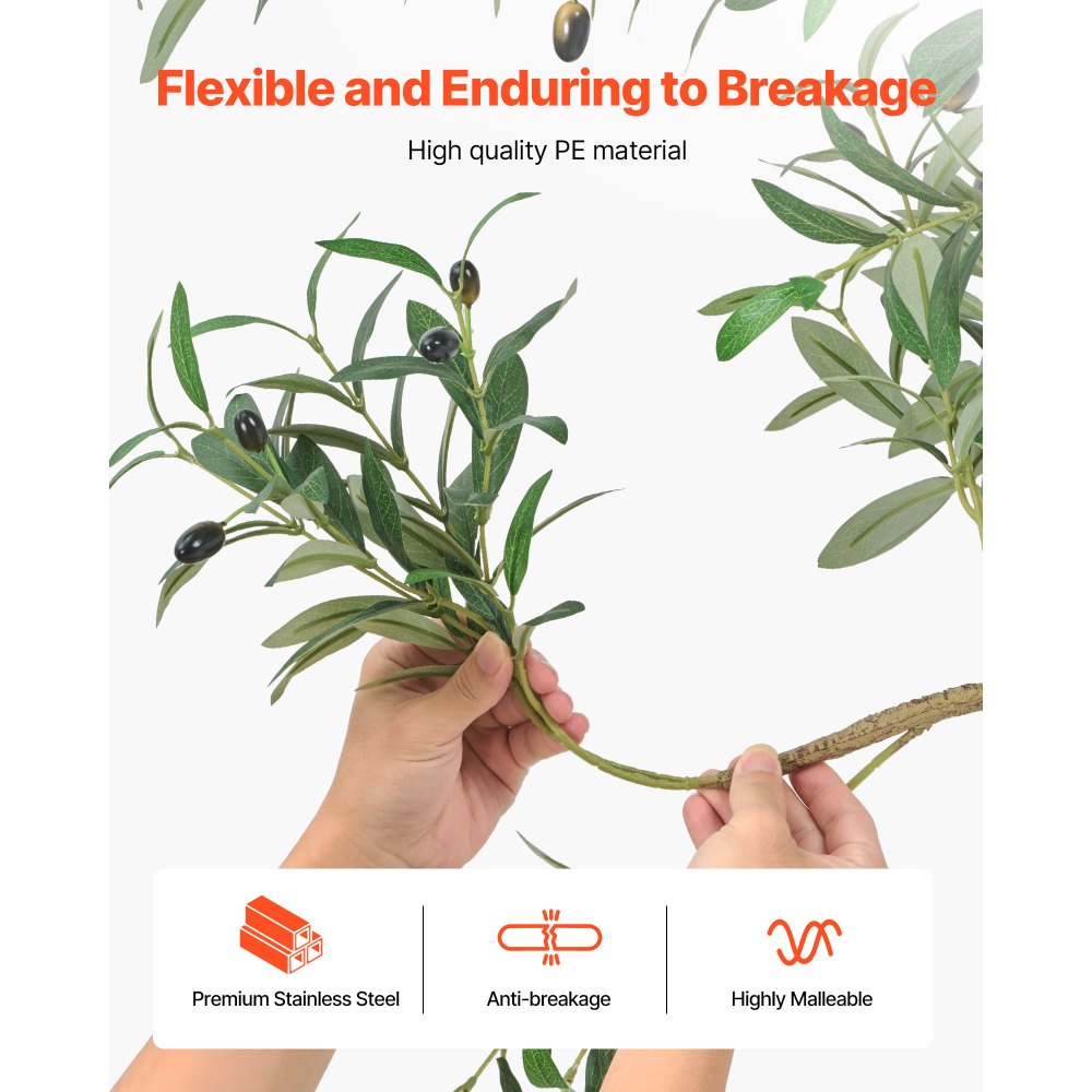VEVOR 7FT Artificial Olive Tree with Black Pot, Tall Fake Tree with Natural Wood Trunk & Realistic Green Leaves and Fruits, Indoor Faux Plant for Home, Office, Living Room, Corner Decor