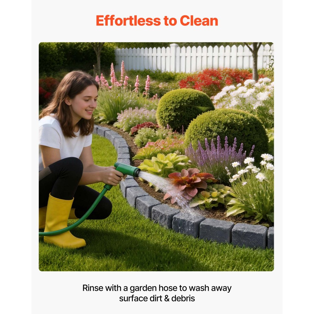 VEVOR Faux Stone Landscape Edging, 15.5 ft Kit, No Dig Garden Edging Border, Blocks for Lawn, Flower Beds, Yards, 4 Pack Each Section Has 6 Bricks 46.85"L x 3.94"W x 6.1"H, 8 Spikes, Sandstone Gray