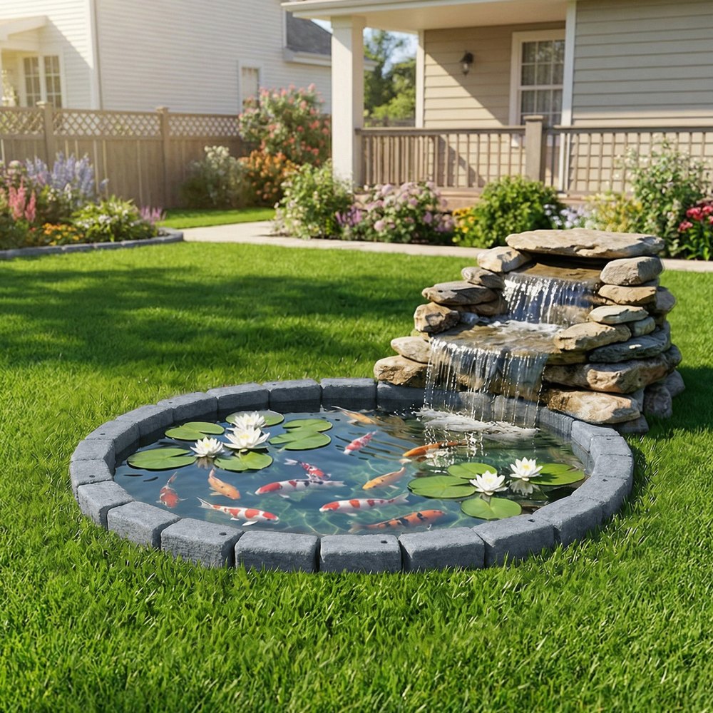 VEVOR Faux Stone Landscape Edging, 15.5 ft Kit, No Dig Garden Edging Border, Blocks for Lawn, Flower Beds, Yards, 4 Pack Each Section Has 6 Bricks 46.85"L x 3.94"W x 6.1"H, 8 Spikes, Sandstone Gray