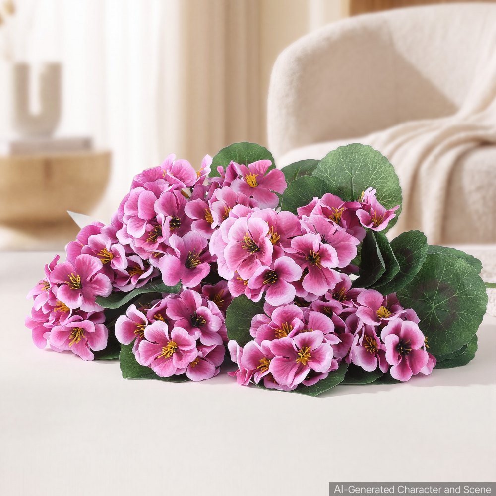 VEVOR Artificial Flowers Bulk Geraniums 24 PCS Faux Pink Flower with Stems, for Vase, Centerpieces, Weddings, Parties, Bouquets, Home Decor and DIY Arrangements, Realistic Fake Flowers, Easy to Care
