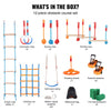 VEVOR Ninja Warrior Obstacle Course for Kids, 2 x 56 ft Weatherproof Slacklines, 500lbs Weight Capacity Monkey Line, Outdoor Playset Equipment, Backyard Toys Training Equipment Set with 12 Obstacles