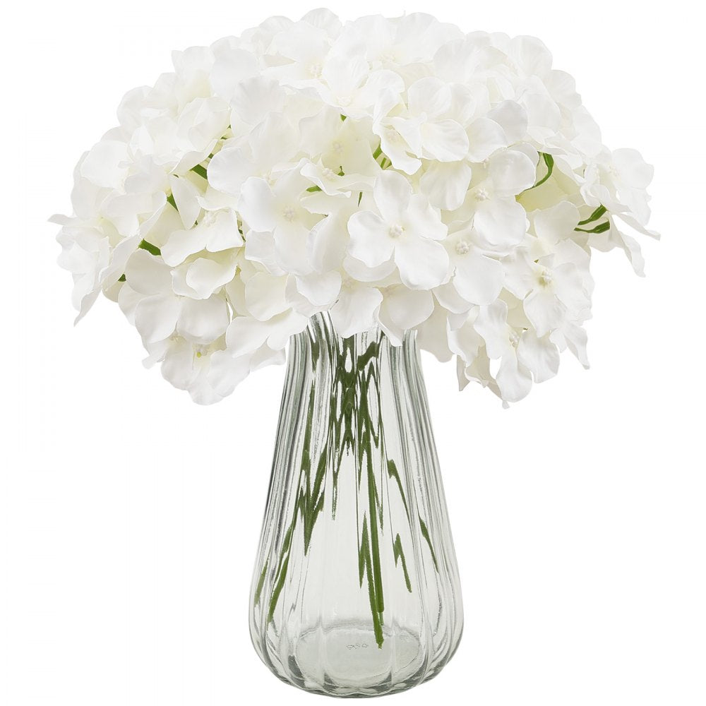 VEVOR Artificial Flowers, 105 pcs Real Looking White Silk Fake Hydrangea Bulk, White Faux Bridal Shower with Stems for DIY Wedding Bouquets, Home Centerpieces Arrangements, Party Tables Decorations