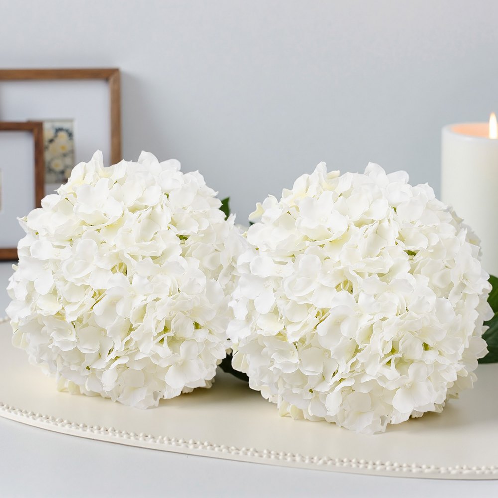 VEVOR Artificial Flowers, 305 pcs Real Looking White Silk Fake Hydrangea Bulk, White Faux Bridal Shower with Stems for DIY Wedding Bouquets, Home Centerpieces Arrangements, Party Tables Decorations