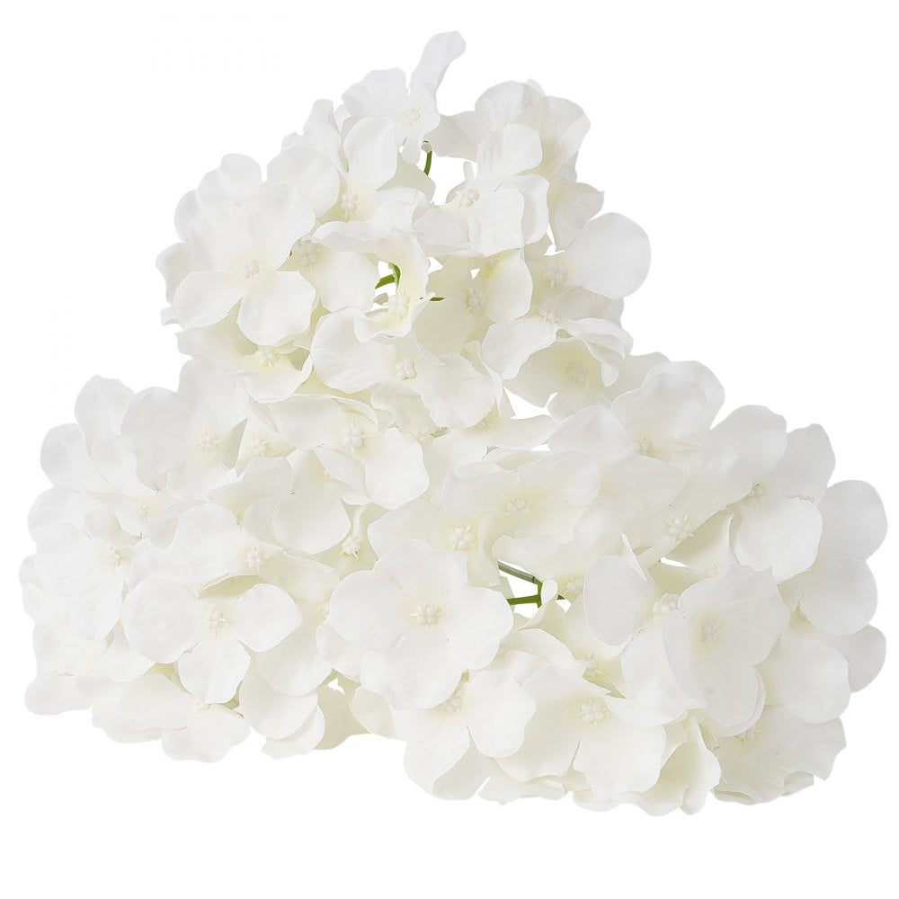 VEVOR Artificial Flowers, 65 pcs Real Looking White Silk Fake Hydrangea Bulk, White Faux Bridal Shower with Stems for DIY Wedding Bouquets, Home Centerpieces Arrangements, Party Tables Decorations