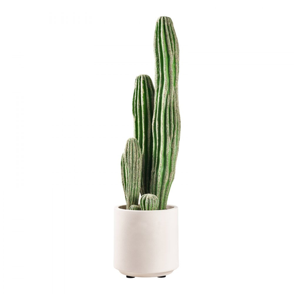 VEVOR Artificial Cactus, 24 in Tall Fake Cactus Plant with White Pot 1 Pack, for Home, Garden, Office, Living Room, Bedroom Indoor Decoration, Realistic Texture Large Faux Decor Plant, Premium HDPE