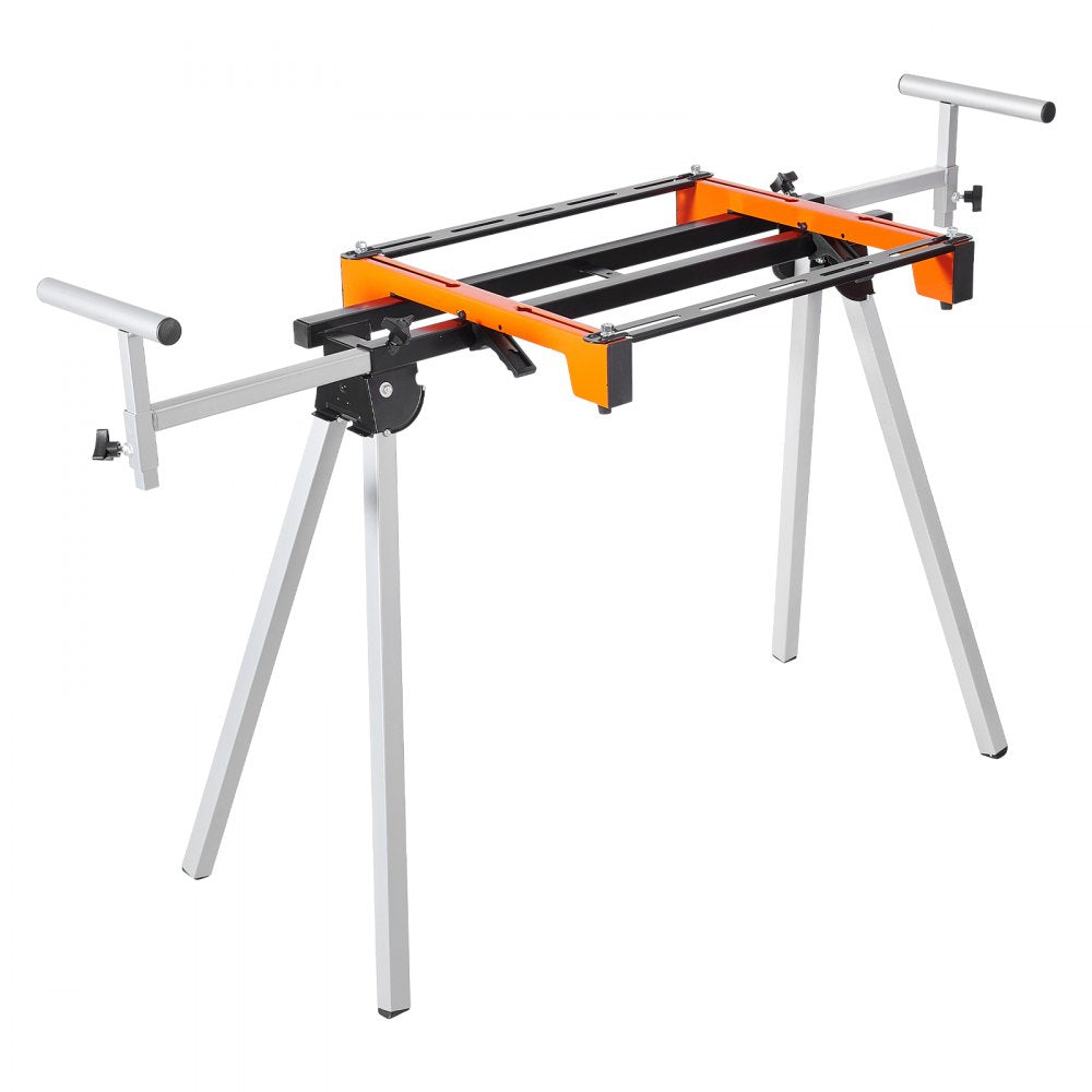 VEVOR Miter Saw Stand, 300lbs Load Capacity Steel Collapsible Stand for Miter Saw with One-piece Mounting Brackets Clamps, Adjustable Height and Length, Portable Compact and Folding Miter Saw Stand