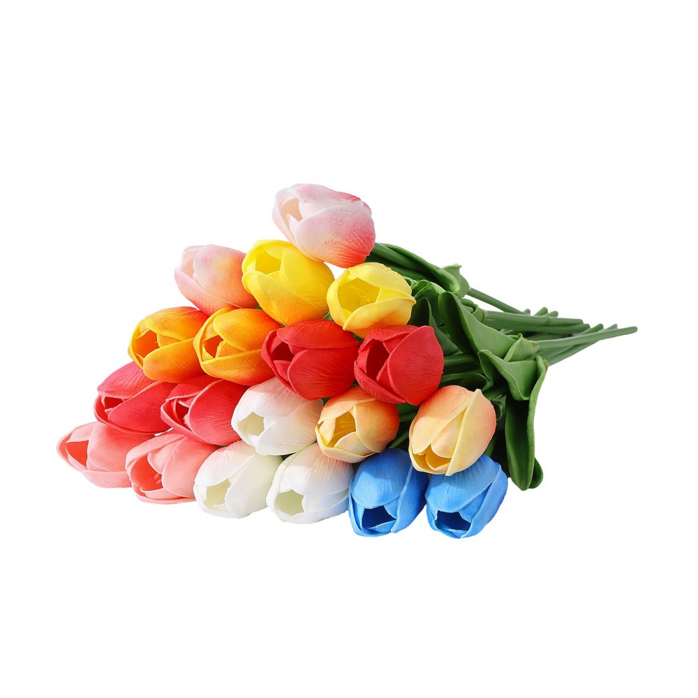 VEVOR Artificial Flowers Bulk Tulips 100 PCS Mixed Color Flower with Stems, Faux Flowers for Vase, Centerpieces, Weddings, Parties, Bouquets, Home Decor and DIY Arrangements, Realistic Fake Flower