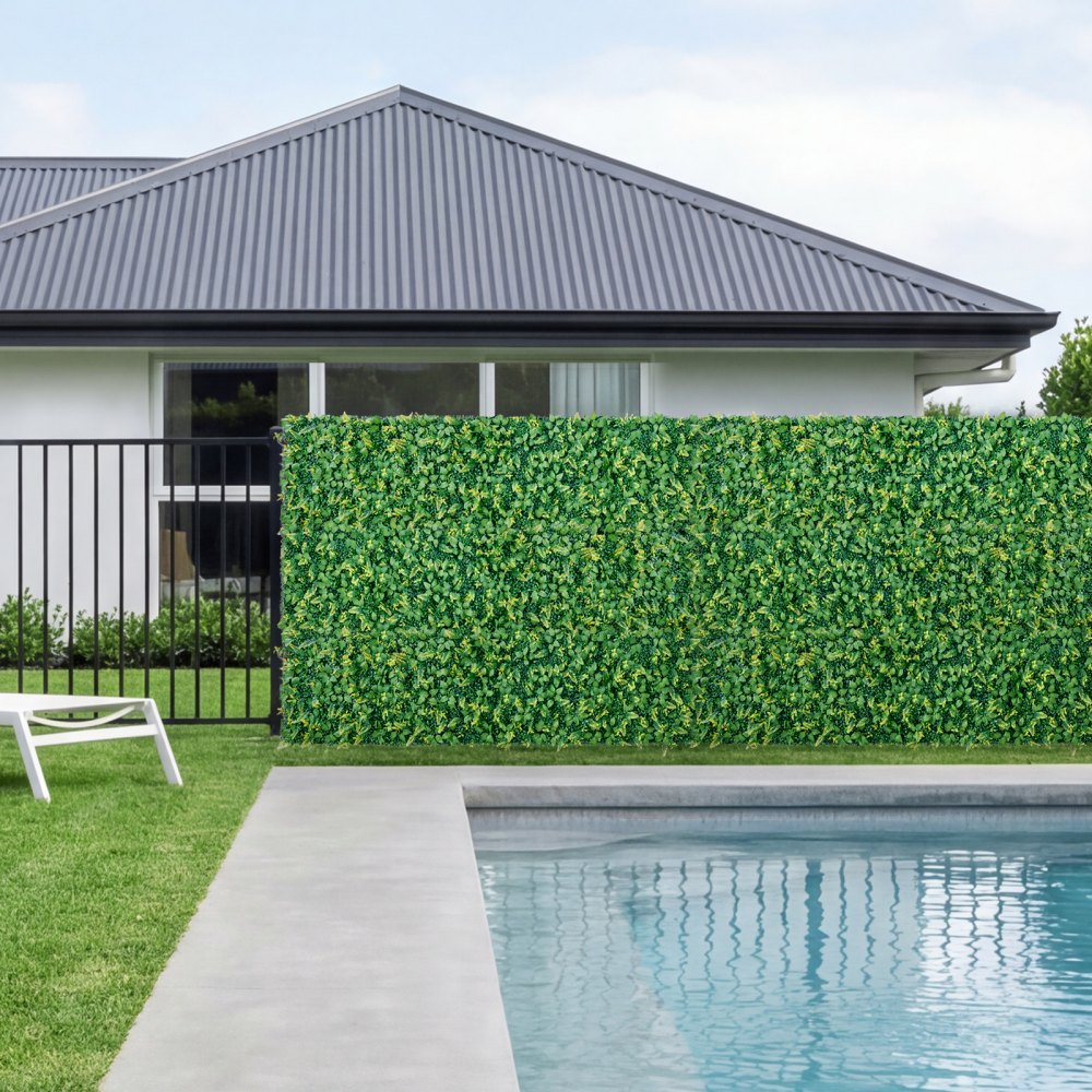 VEVOR Artificial Plant Wall, 4 PCS, Each Panel 2 x 8 ft Artificial Boxwood Panels, Sun Protection Greenery Backdrop Privacy Hedge Fence, Fake Grass Screen for Wedding, Indoor, Outdoor Garden, Backyard
