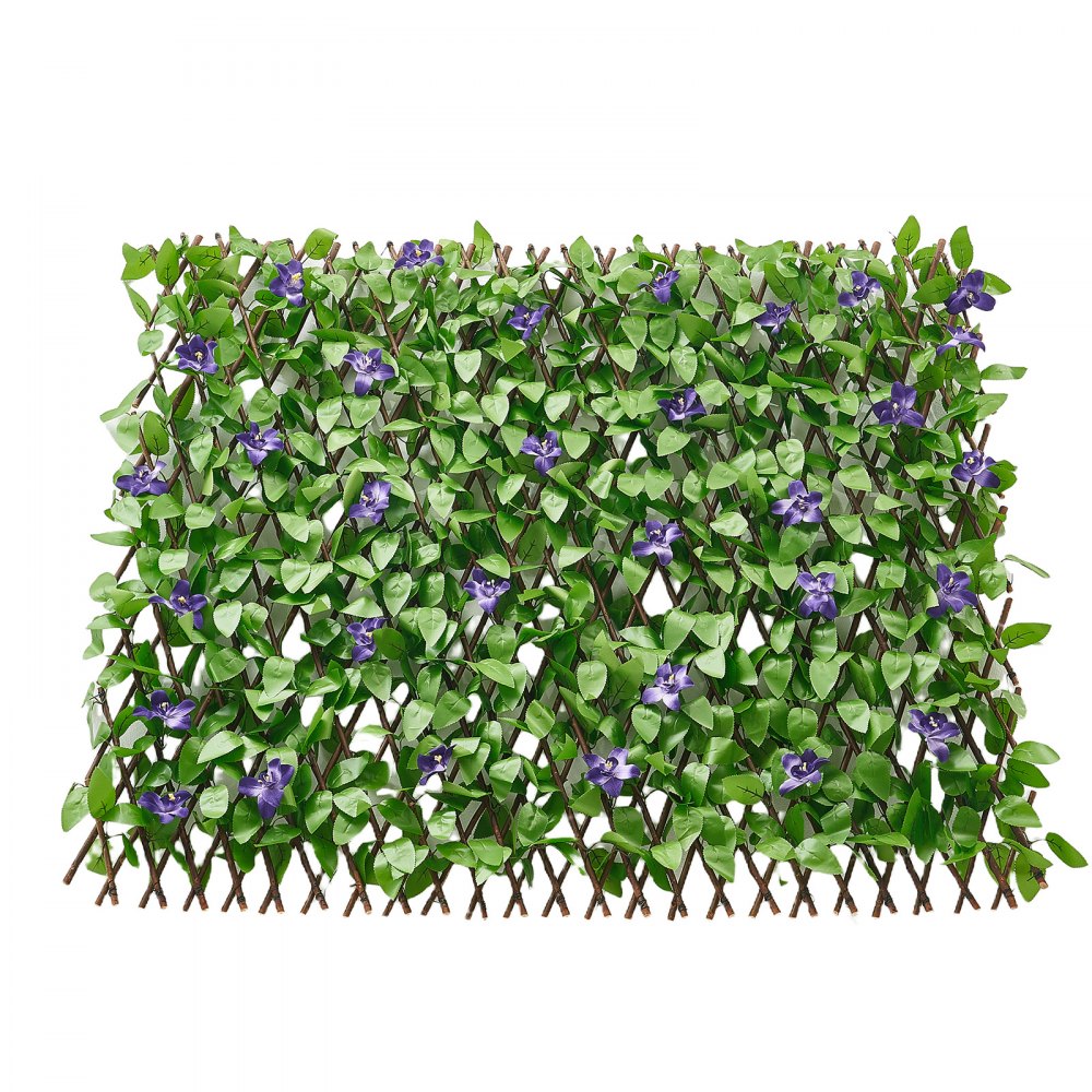 VEVOR Expandable Fence Privacy Screen, 25.5 x 122 in Expand Artificial Plant Wall, Realistic Artificial Ivy Panel with 50 Zip Ties, Decorative Faux Greenery Backdrop Hedges for Balcony Patio Outdoor