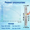 VEVOR Deep Well Submersible Pump, 1HP 115V/60Hz, 37gpm Flow 207ft Head, with 33ft Electric Cord, 4\" Stainless Steel Water Pump for Industrial, Irrigation&Home Use, IP68 Waterproof Grade